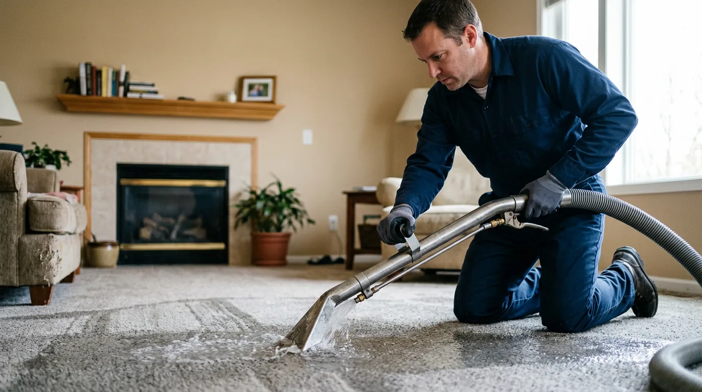 Water damage restoration technician working near Lohrville, IA